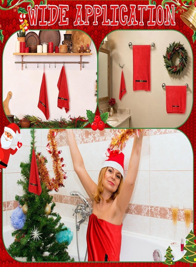 Gilprop 3 Pcs Christmas Bath Towels Set Red Xmas Santa Belt Embroidered Bath Towel Hand Towel and Washcloth for Bathroom Shower Kitchen Cleaning Holiday Christmas Decor Gifts, Soft Absorbent, 3 Sizes - Image 4